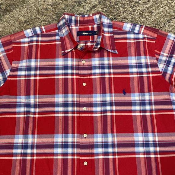 Polo by Ralph Lauren Red and Blue Casual Button Down short sleeve Shirt sz 2XB - Picture 3 of 8